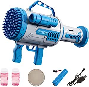 100 Holes Bubble Machine Gun, Bubble Launcher Toy with Colorful Lights, Suitable for Indoor and Outdoor, Wedding Bubble Blower, Birthday Parties Bubble Maker Gift for Kids, Adults