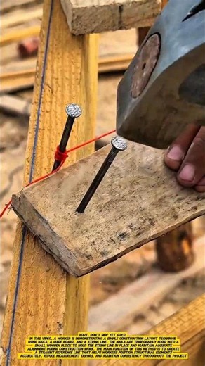 Simple String Line Alignment Trick Using Nails | Fast Construction Layout Method.