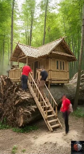 Epic Bamboo Treehouse Built on a Fallen Log | Full Forest Restoration Timelapse