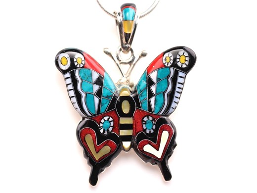 Sterling Silver Butterfly Inlay Pendant - One of a Kind Handmade Micro Inlaid Necklace - Bug, Insect Jewelry - Etsy