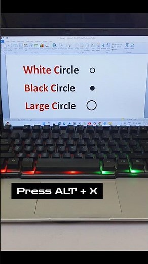 White Black and Large Circle Symbol in Ms Word Using Keyboard Shortcut Key #msword #shortvideo #tech