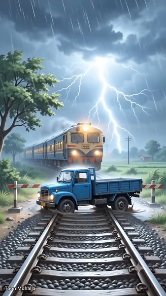 90s Train Rescue Story 😱 ट्रक पटरी पर फँस गया! समय रहते बची पूरी ट्रेन | Hindi Cartoon Story