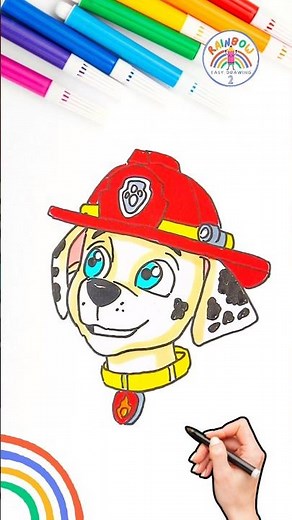 Draw PAW Patrol Marshall | Happy Marshall PAW Patrol Drawing Easy 🌈 🐶 #shorts #pawpatrol #viral