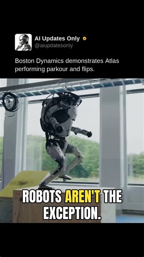 Boston Dynamics demonstrates Atlas performing parkour and flips.