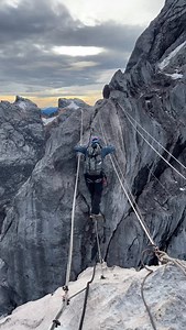 Crossing the rope traverse on Carstensz Pyramid — nothing but air on both sides. Tashi led the way, steady and calm, and I followed across. One of the most exposed and unforgettable moments of the climb. #carstenszpyramid #sevensummits #mountaineering #papua #puncakjaya #indonesia | Fahad Badar