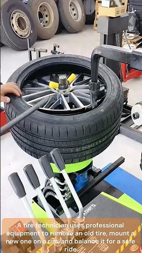 The process of balancing and mounting a tire on a rim