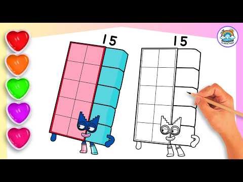 How To Draw Numberblock 15 Coloring🌈 - Learn to draw Numberblock 15 Coloring for kids
