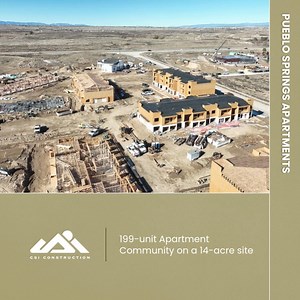 Progress at our Pueblo Springs Apartments Phase I project in #Pueblo, CO! Pueblo Springs Apartments is comprised of 199-units in 11 buildings on a 14-acre site, and includes a clubhouse, pool, spa, and sunken fire pit lounge. Project Partners: #ESHDevelopment, #WayArchitects #CSIConstruction #CSIColoradoSprings #CSIMultifamily #Multifamily #MultifamilyConstruction #Construction #GeneralContractor | CSI Construction Company