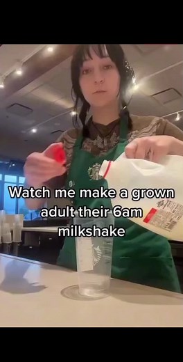 Starbucks Employee Making a Drink Before Shift Ends