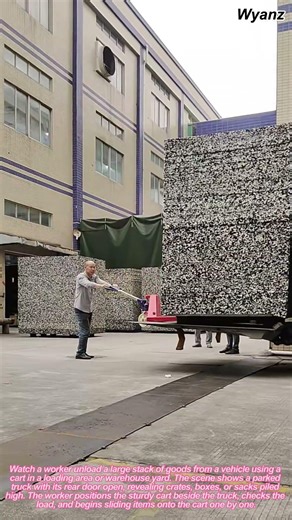 How to Unload Heavy Goods: Worker Using Cart Step-by-Step