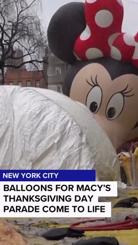 Balloons inflated ahead of Macy's Thanksgiving Day Parade