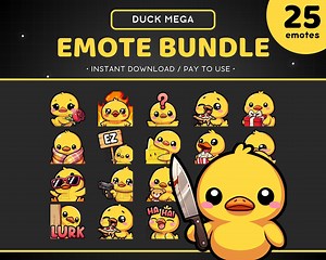 Duck Twitch Emote Mega Bundle 25x - Duck Pack Discord Emote, Cute, Funny, Animal, Bird, Chicken, Streaming Assets, Gaming, Sticker, Pizza - Etsy