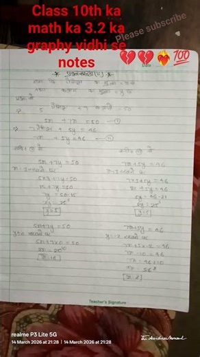class 10th ka math ka 3.2 ka graphy vidhi se notes