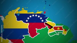 Venezuela with flag country nation outline world map motion graphics animation Stock Video