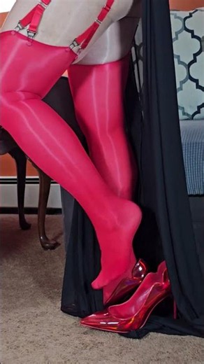 Red shiny stockings