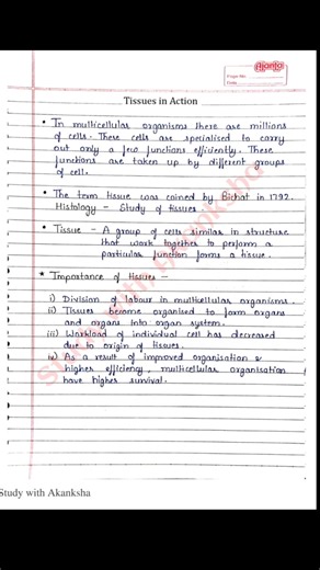 Class 9 Exploration | Tissues in Action handwritten notes | Ncert new science book #ncert #cbse
