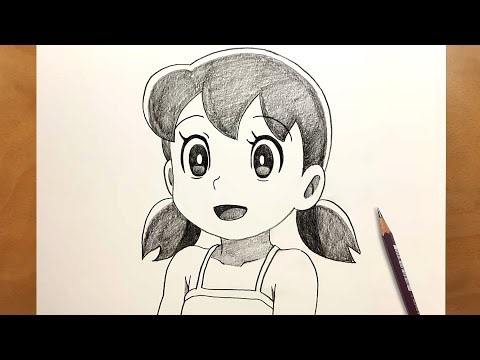 Shizuka Drawing from Doraemon || Easy Anime Sketch for Beginners || Step by Step Guide