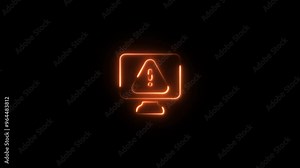 Triangle warning sign exclamation mark neon animated danger sign warning error triangle neon 4k looping animation. Stock Video