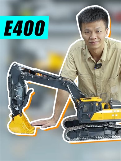 Engineering excellence, miniaturized. Meet the Super Frog E400 Pro 1/14 scale remote-controlled hydraulic excavator—constructed from 95% metal, featuring a CNC-machined stainless steel boom, powder metallurgy tracks, precision hydraulics, and authentic glass cab details. Powered by a three-pump hydraulic system with the FrSky ETHOS control system, this machine delivers unparalleled realism, from smooth boom articulation to high-precision swing. Equipped with a cooling fan, self-locking quick cou