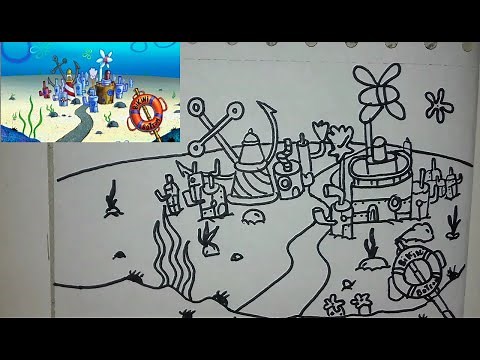 Menggambar Kota Bikini Bottom | How to Draw a Bikini Bottom City "SpongeBob Squarepants"