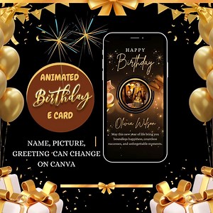 Personalized Animated Birthday Ecard: Editable in Canva (digital Download) - Etsy UK