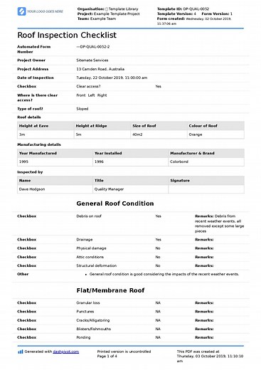 Commercial Roof Inspection Checklist and Report template
