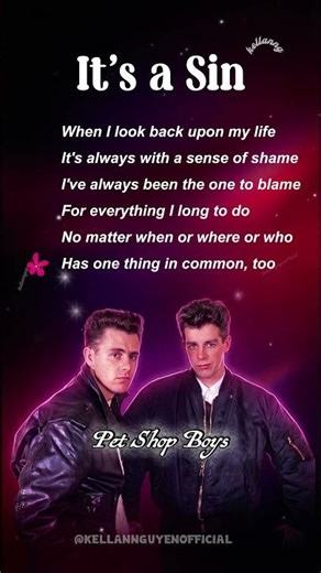 It’s a Sin - Pet Shop Boys(Lyrics) #lyrics #80smusic #lovesongs #80ssongs #lyricsvideo #retromusic