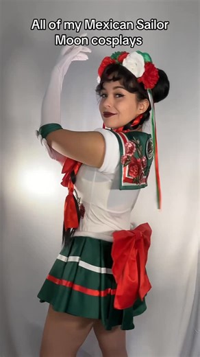 Yanelle Martinez on Instagram: "Happy Moonie Monday! It has officially been 2 years since I originally posted my original Mexican Sailor Moon cosplay! When I first listened to the EZ BAND cover I was going to dress up Usagi. I bought her Sailor Moon outfit and blonde wig, but something didn’t feel right about it. I wanted to portray Mexico. Inspired by the Mexican flag, traditional embroidery, and folklorico skirts I brought my design to life. Since that original cosplay I’ve continued to make s