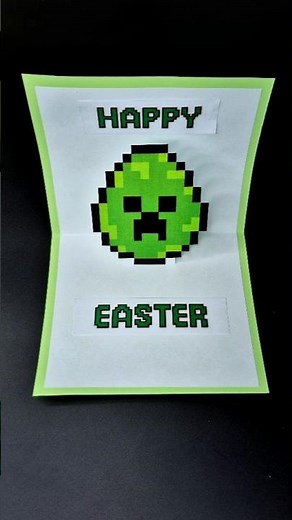 DIY Minecraft Creeper Easter Egg Pop Up Card 💚🥚 #diy #eastercrafts #papercraft