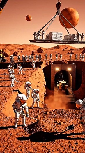 53K views · 859 reactions | astronaut working on the mars build a secret ground bunker... #space #astronaut #mars | Galactic Explorer | Facebook