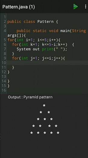 java programing - Pyramid pattern' #javapattern #java #programming #coding #pyramid