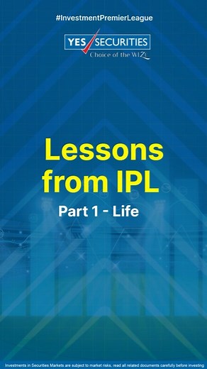 87 reactions · 4 comments | IPL has taught us some interesting lessons that go beyond the field.  Wondering how?  Watch this video to learn five lessons that will guide you to be the champion in this game of life.  Follow this page to get more such enlightening information! #YESSECURITIES #ChoiceoftheWize #Investments #RightInvestment #IPLLive #IPLT20 | YES SECURITIES | Facebook