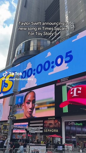 Taylor Swift Announces New Toy Story 5 Song in Times Square