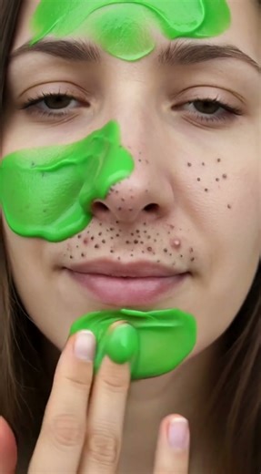 Realistic Green Peel-Off Mask Process | Authentic Residue & Texture | Satisfying Skincare #beauty