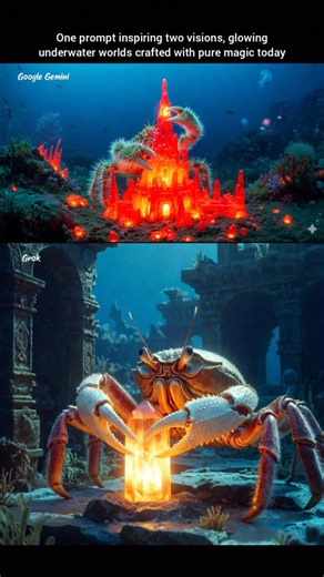 Artivexa on Instagram: "Yeti crab ignites glowing ocean magic 🌊✨ Follow @artivexa 🌎 for soul-touching nature moments & mind-blowing AI art battles 🎨 . . Checkout Highlights❗️ AI Vault Pro 🔐 (Visual Vault Access 📸) Premium Images + their Original Prompts Use them. Recreate them. Build with them. . . Hashtags & Keywords : yeti crab ai comparison prompt art google gemini grok ai artivexa ocean fantasy digital creature underwater scene glowing crystal #AIComparison #YetiCrab #PromptArt #Artivex