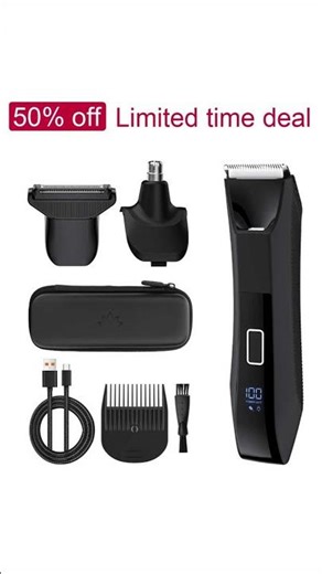 Teaeer Dual-Head Waterproof Body Hair Trimmer, USB-C Rechargeable with Travel Case, Black