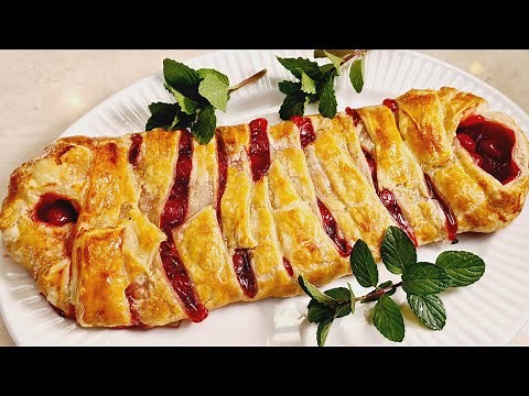 Cherry Cream Cheese Pastry Puff Braid