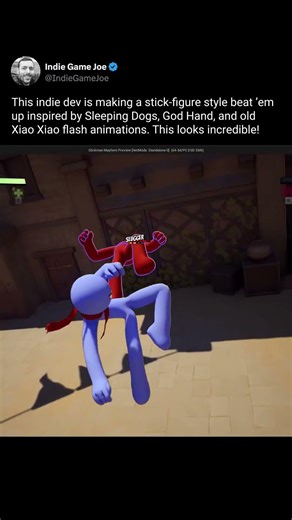 This indie dev is making a stick-figure style beat ’em up inspired by Sleeping Dogs and God Hand.