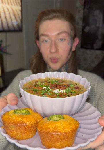 Cajun Potato Soup with Jalapeno Cornbread Muffins for Dinner