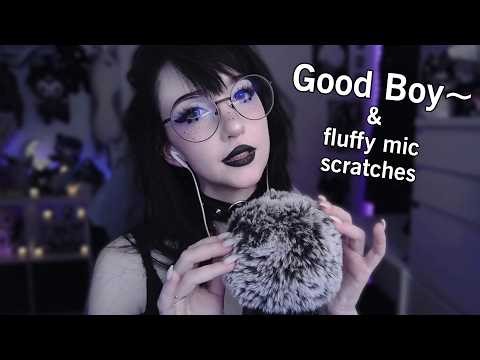 asmr ☾ fluffy mic scratches & randomly whispering good boy 😇