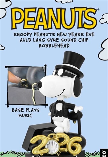 Snoopy Peanuts New Years Eve Auld Lang Syne Sound Chip Bobblehead