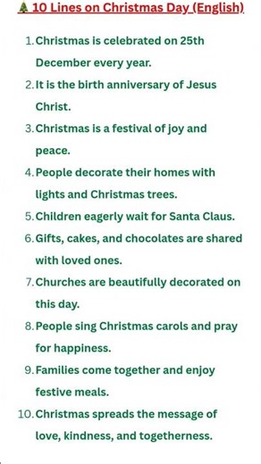 10 Lines on Christmas Day ✨ | Easy for Students #ChristmasDay #ChristmasSpeech #Shorts