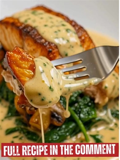 Garlic Butter Salmon with Spinach & Mushrooms in Creamy Sauce Ingredients: For the Salmon: 4 salmon fillets (about 6 oz each), skin on or off Salt and pepper, to taste 1 tbsp olive oil 2 tbsp butter Recipe in First Coʍmеոτ 👇 Enjoy ❤️👇👇👇 | Simple easy recipes