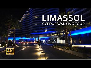 Limassol, Cyprus night walking tour 4K | Limassol nightlife 2024
