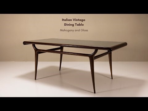Italian Vintage Dining Table with Glass Top, Italy 1950s