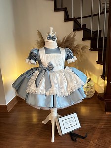 Handmade Alice in Wonderland Dress: Blue Satin Lace Birthday Outfit - Etsy