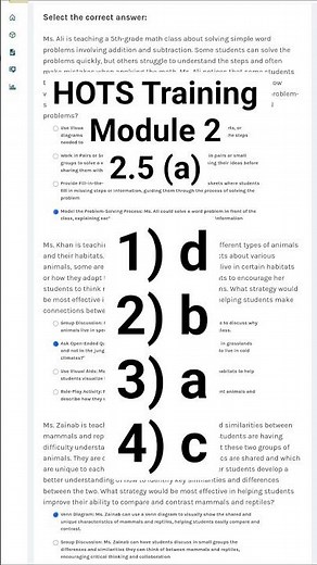 HOTS Training Module 2. 2.5 (a) Quiz Answers