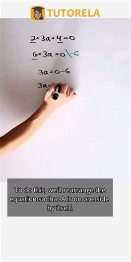 'Find a: Solving 2 + 3a + 4 = 0' #Math #LinearEquations(oneVariable)