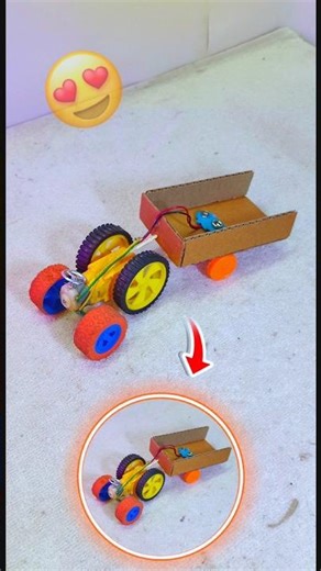 how to gear motor mini tractor cardboard tally 🤯#experiment #shorts