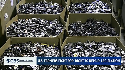American farmers have been restricted from making repairs to the tractors, combines, and other equipment they own for years. However, new laws are forcing changes. | CBS News